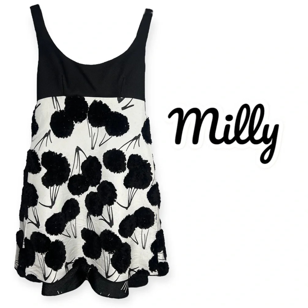 Milly black and white retro baby doll cocktail dress size 4 - Picture 3 of 13